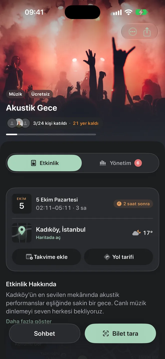 Organizatörün etkinlik sayfası